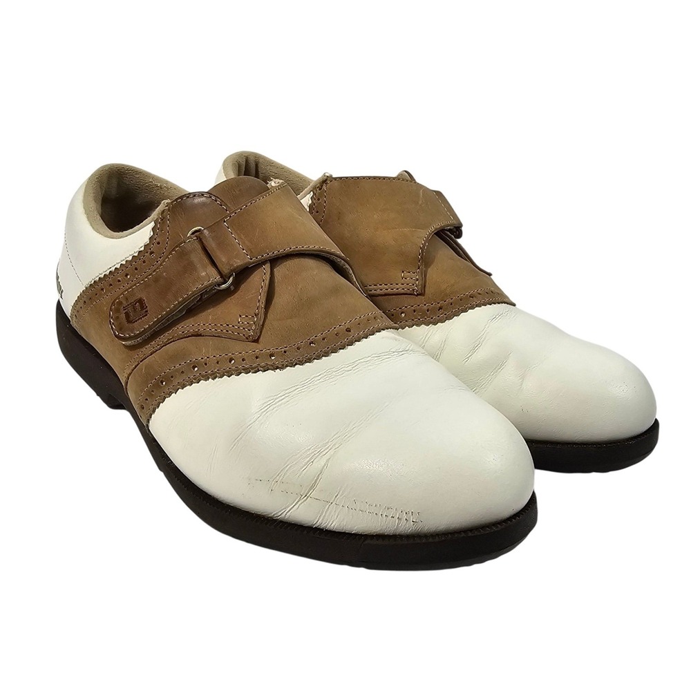 FootJoy SoftJoys FJ Golf Shoes 98553 Leather White Brown Suede US Women's 6.5‎ W